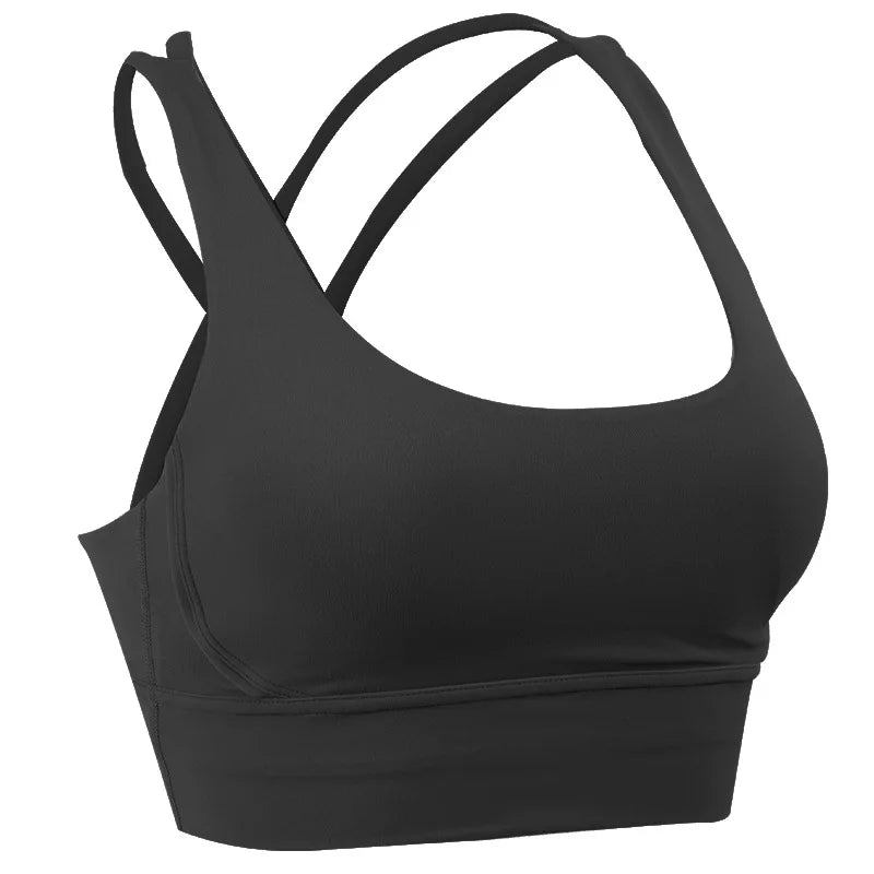 Brassière Fitness Élégance Dark Blue – Dos Croisé & Tissu Respirant