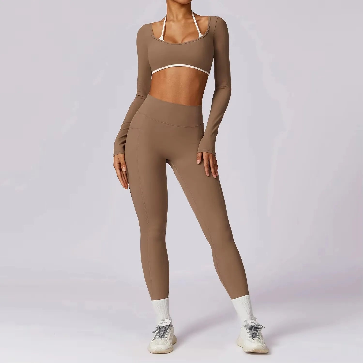Ensemble Fitness Jade – Legging et Top à Manches Longues Push-Up