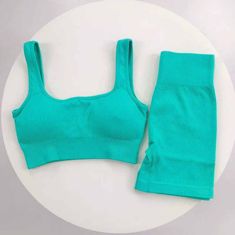 Ensemble Fitness Inès – Brassière Côtelée & Short Sans Coutures