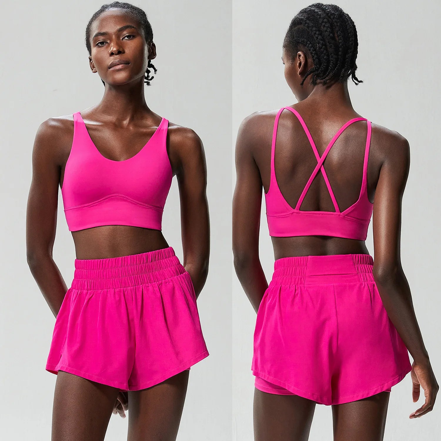 Ensemble Fitness Camille – Short et Haut Respirant Séchage Rapide