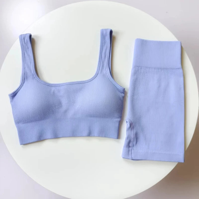 Ensemble Fitness Inès – Brassière Côtelée & Short Sans Coutures
