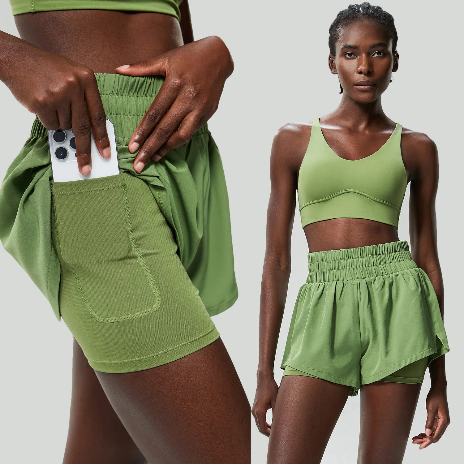 Ensemble Fitness Camille – Short et Haut Respirant Séchage Rapide