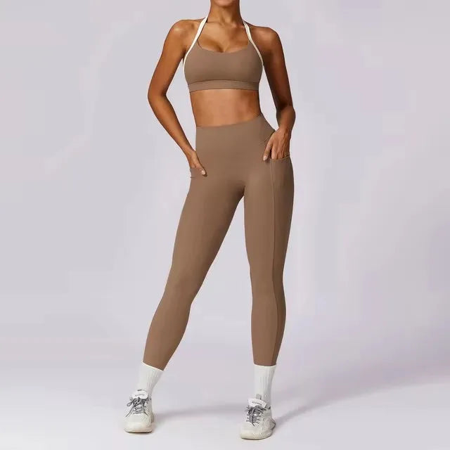Ensemble Fitness Jade – Legging et Top à Manches Longues Push-Up