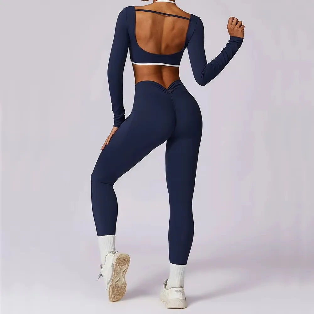 Ensemble Fitness Jade – Legging et Top à Manches Longues Push-Up