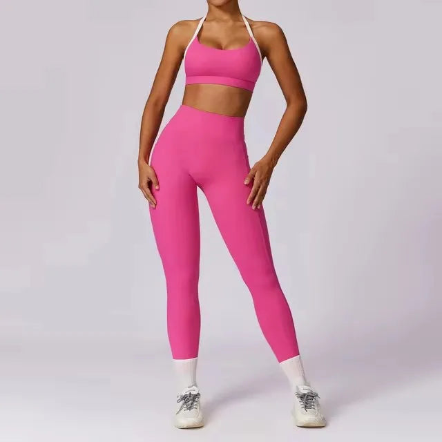Ensemble Fitness Jade – Legging et Top à Manches Longues Push-Up