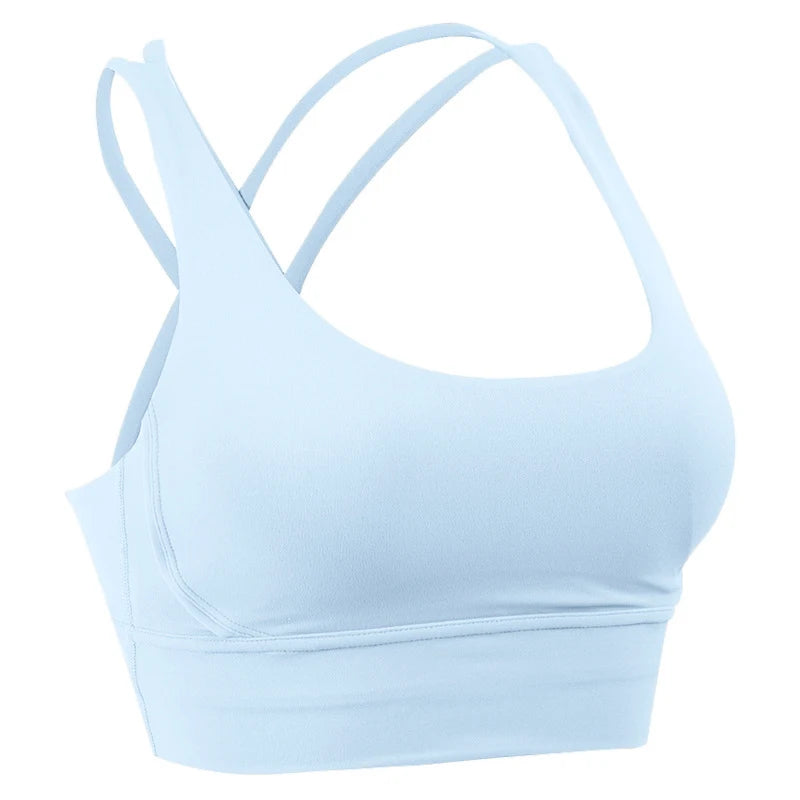 Brassière Fitness Élégance Dark Blue – Dos Croisé & Tissu Respirant