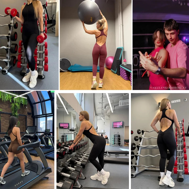 Combinaison Fitness Zoé – Jumpsuit Court à Zip & Effet Scrunch