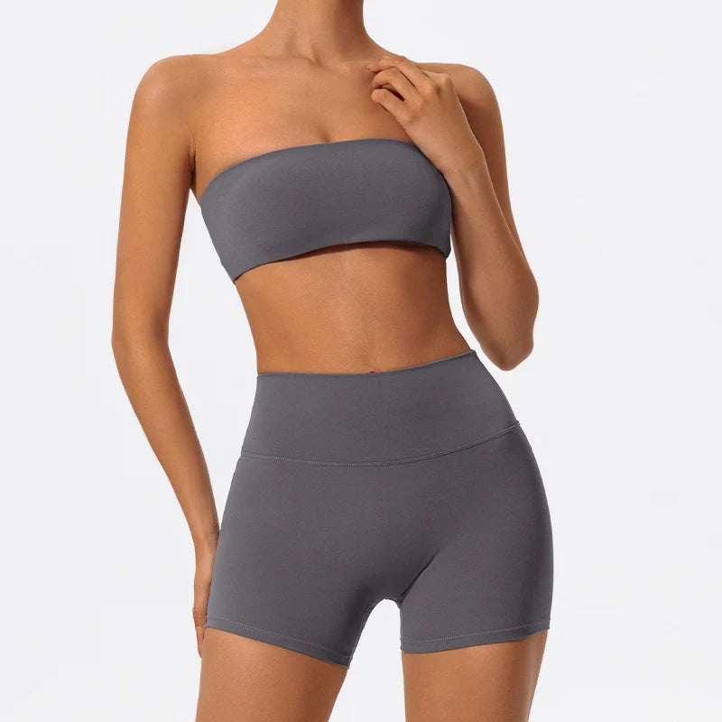 Ensemble Fitness Clara – Top Sans Bretelles & Short Femme