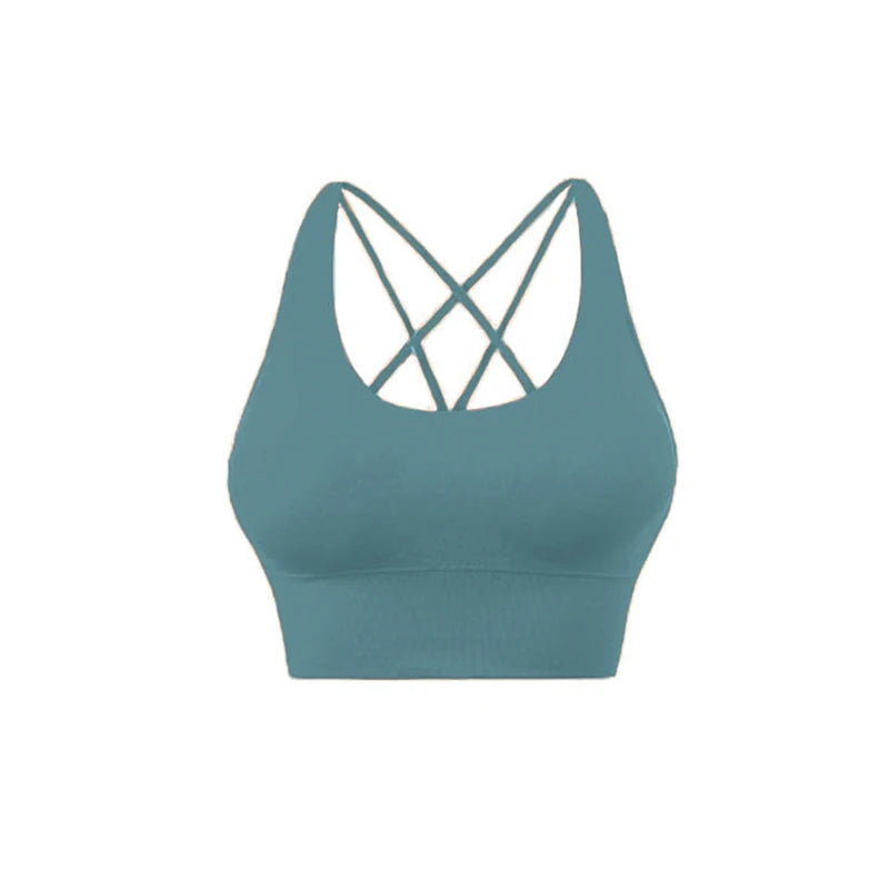 Brassière Fitness Élégance Dark Blue – Dos Croisé & Tissu Respirant