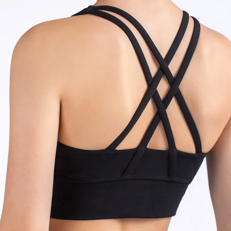 Brassière Fitness Élégance Dark Blue – Dos Croisé & Tissu Respirant