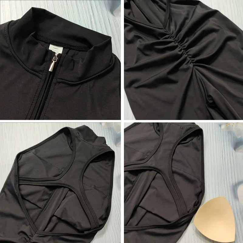 Combinaison Fitness Zoé – Jumpsuit Court à Zip & Effet Scrunch