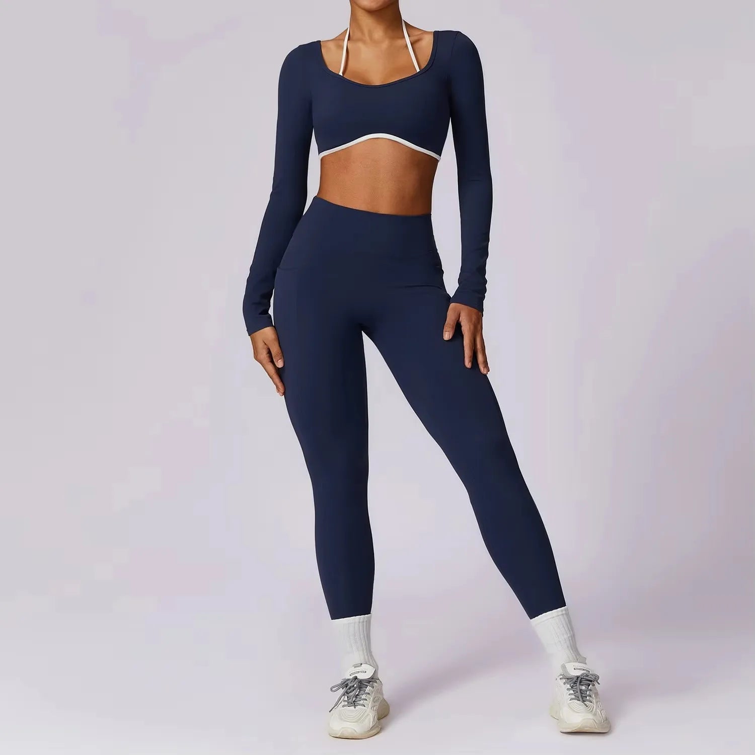 Ensemble Fitness Jade – Legging et Top à Manches Longues Push-Up