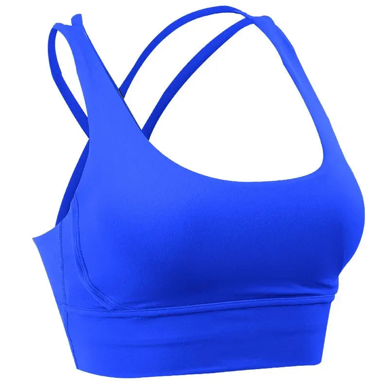 Brassière Fitness Élégance Dark Blue – Dos Croisé & Tissu Respirant