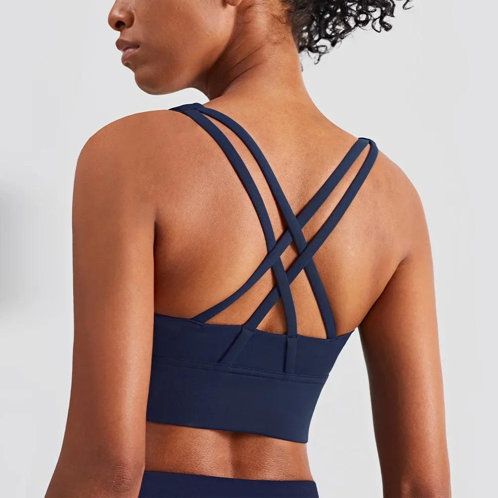 Brassière Fitness Élégance – Dos Croisé & Tissu Respirant