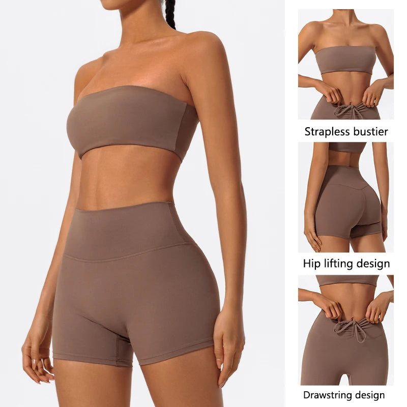 Ensemble Fitness Clara – Top Sans Bretelles & Short Femme