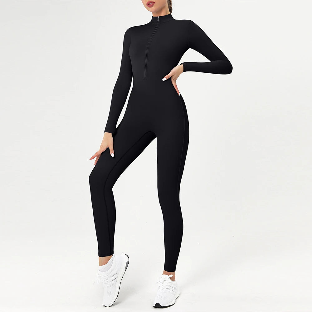 Combinaison Fitness Clara – Jumpsuit Court avec Fermeture Éclair