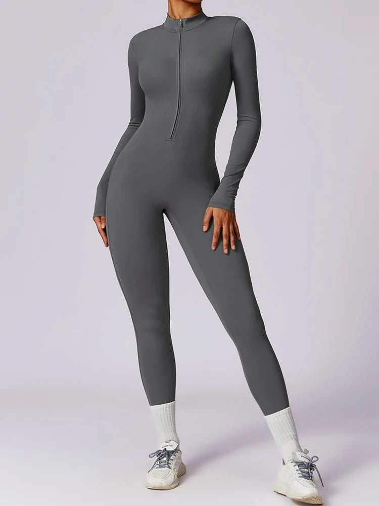 Combinaison Fitness Clara – Jumpsuit Court avec Fermeture Éclair