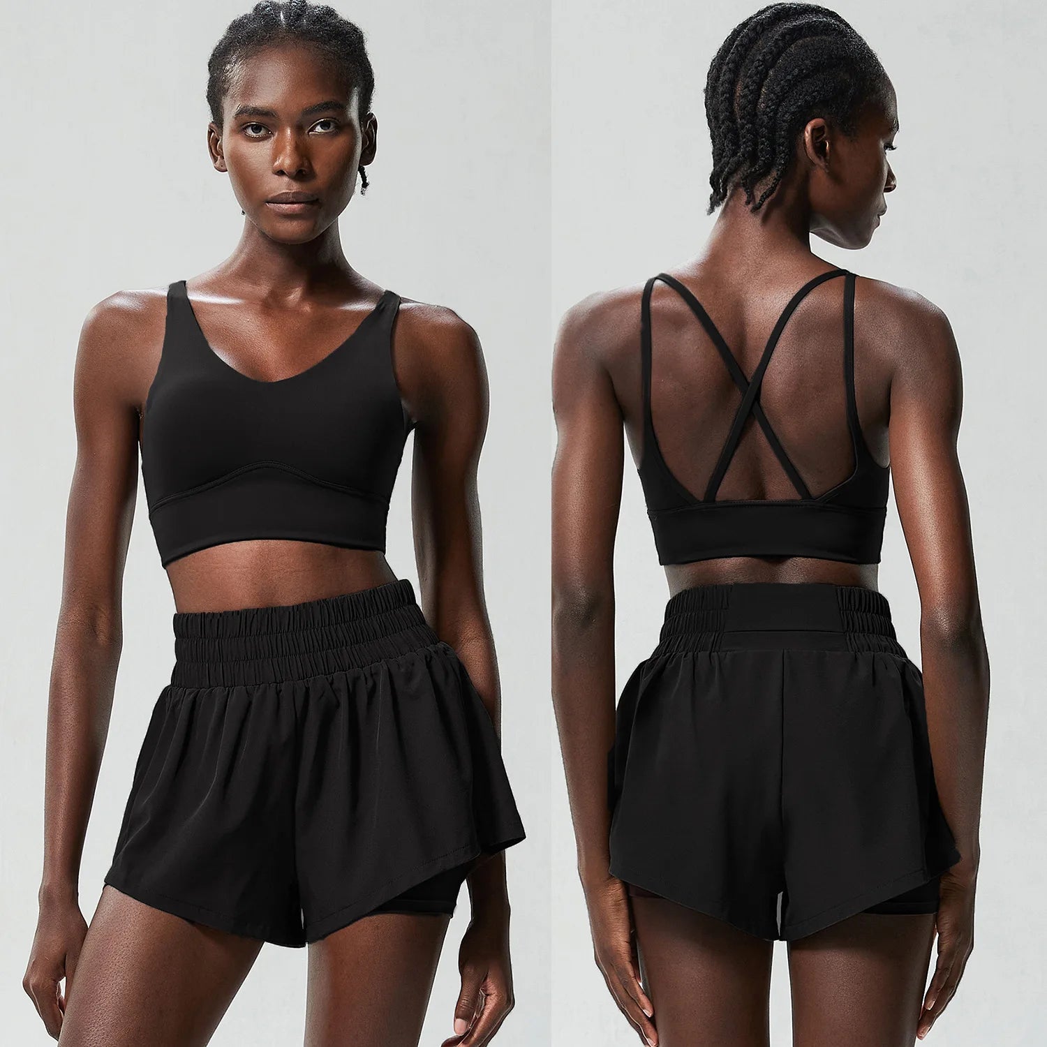 Ensemble Fitness Camille – Short et Haut Respirant Séchage Rapide